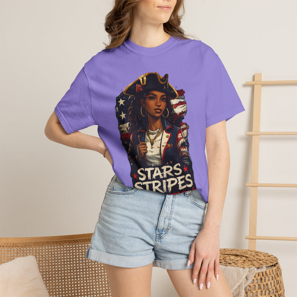 Stars, Stripes & Motion T-Shirt — Patriotic Revolutionary Graphic Tee