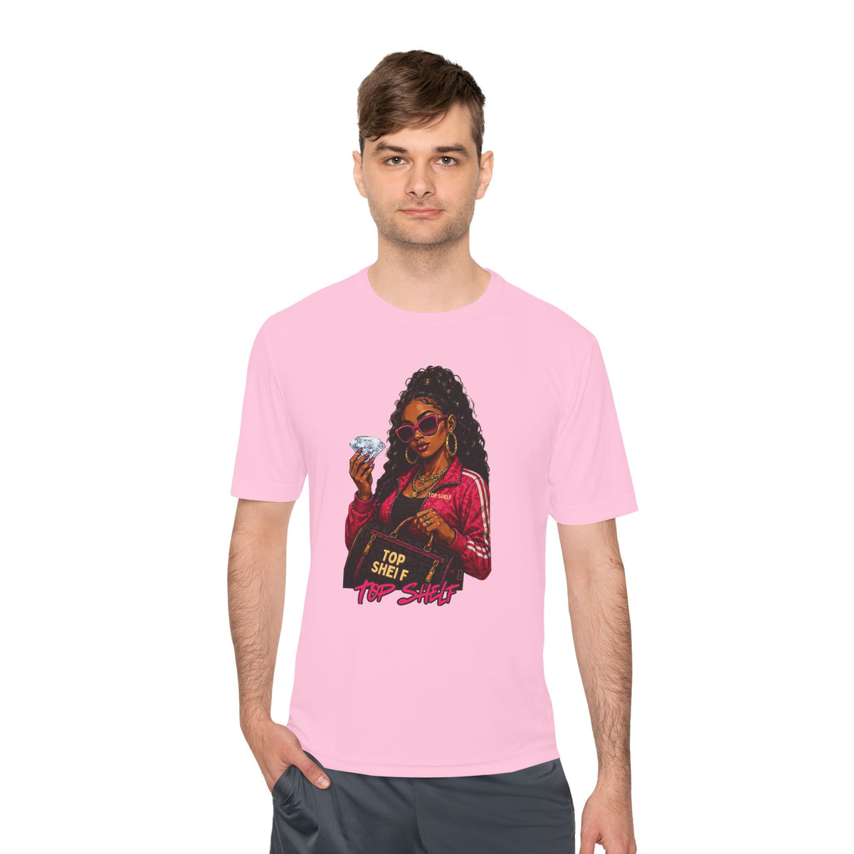 Top Shelf Woman Graphic Tee - Bold Retro Money Design