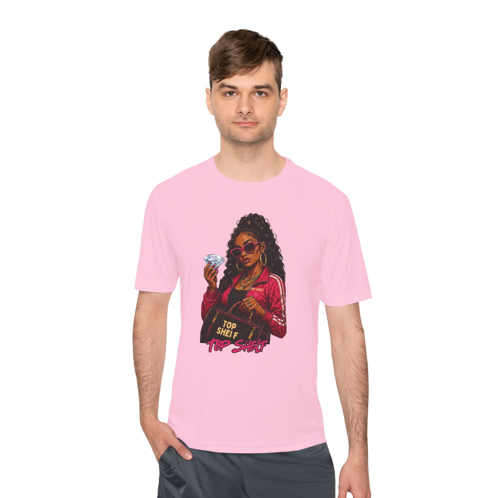 Top Shelf Woman Graphic Tee - Bold Retro Money Design