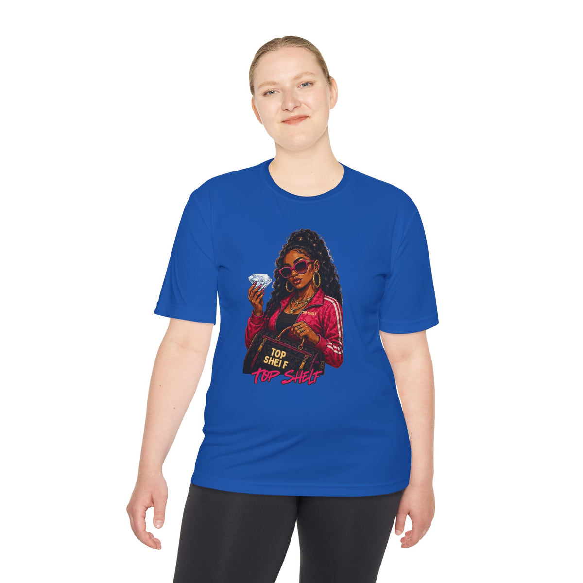 Top Shelf Woman Graphic Tee - Bold Retro Money Design