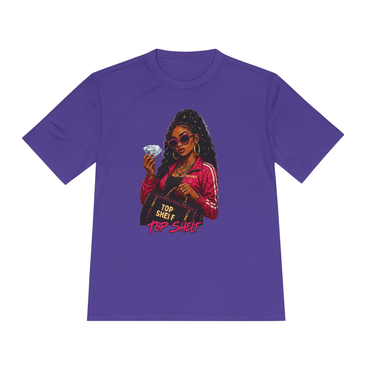 Top Shelf Woman Graphic Tee - Bold Retro Money Design