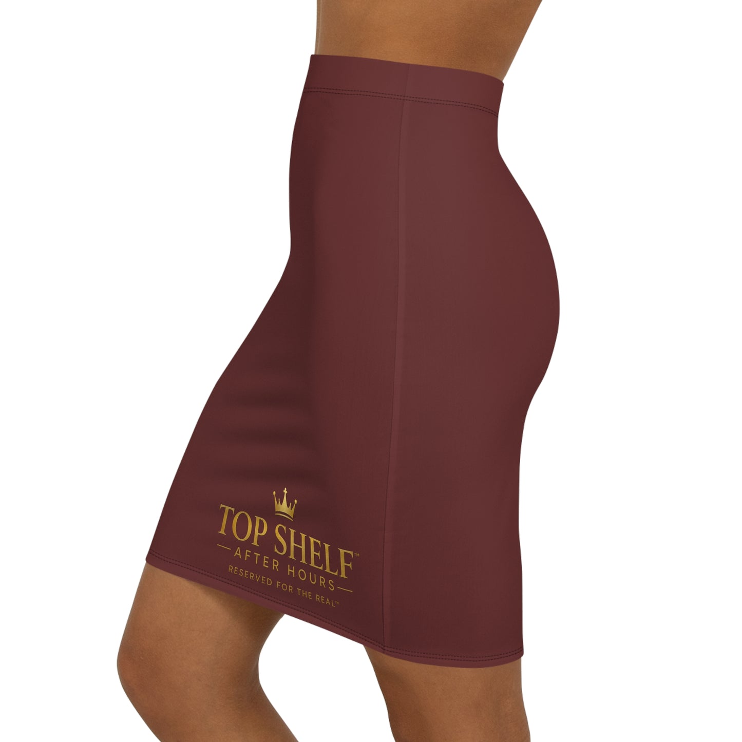 Burgundy Mid-Rise Pencil Skirt — Sleek Office & Date Night Midi