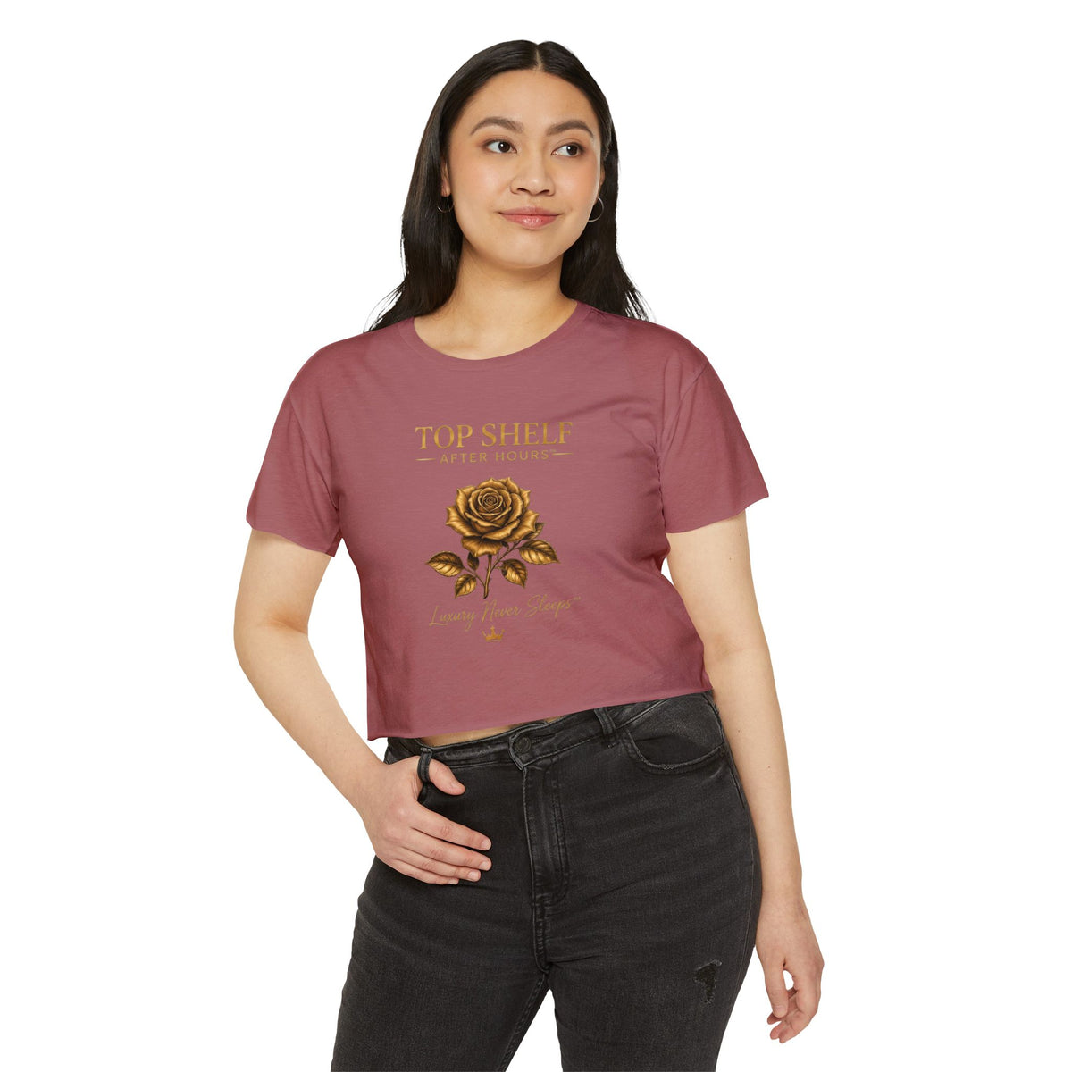Top Shelf After Hours Rose Crop Top — Women’s Festival Graphic Tee