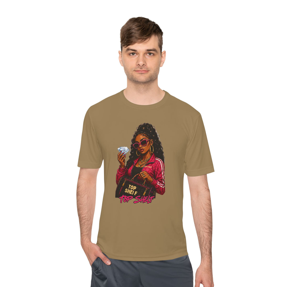 Top Shelf Woman Graphic Tee - Bold Retro Money Design