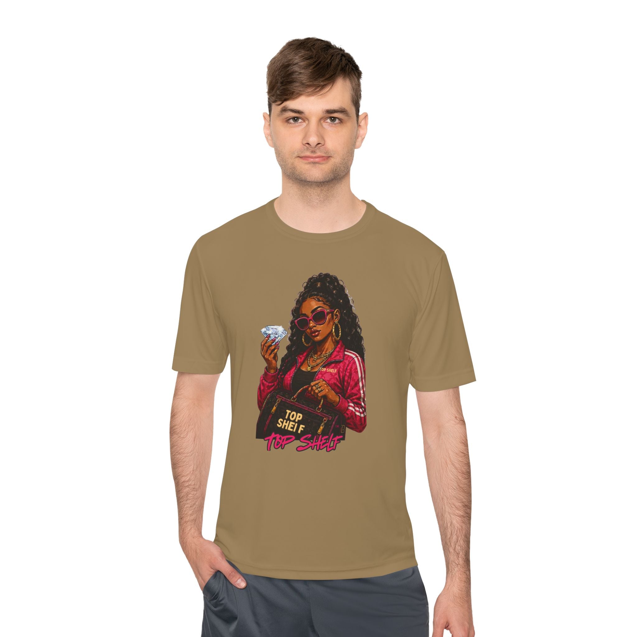 Top Shelf Woman Graphic Tee - Bold Retro Money Design