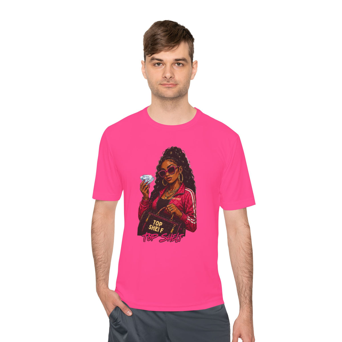 Top Shelf Woman Graphic Tee - Bold Retro Money Design