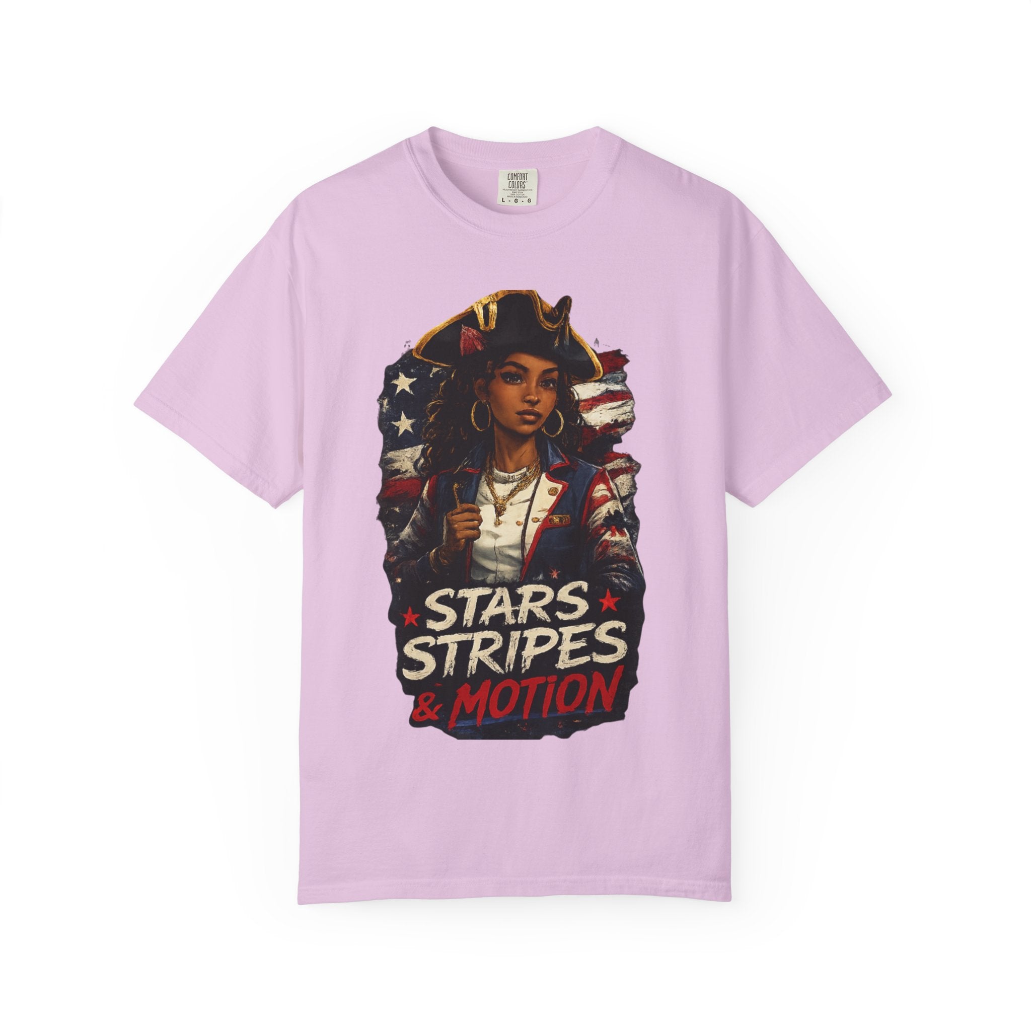 Stars, Stripes & Motion T-Shirt — Patriotic Revolutionary Graphic Tee