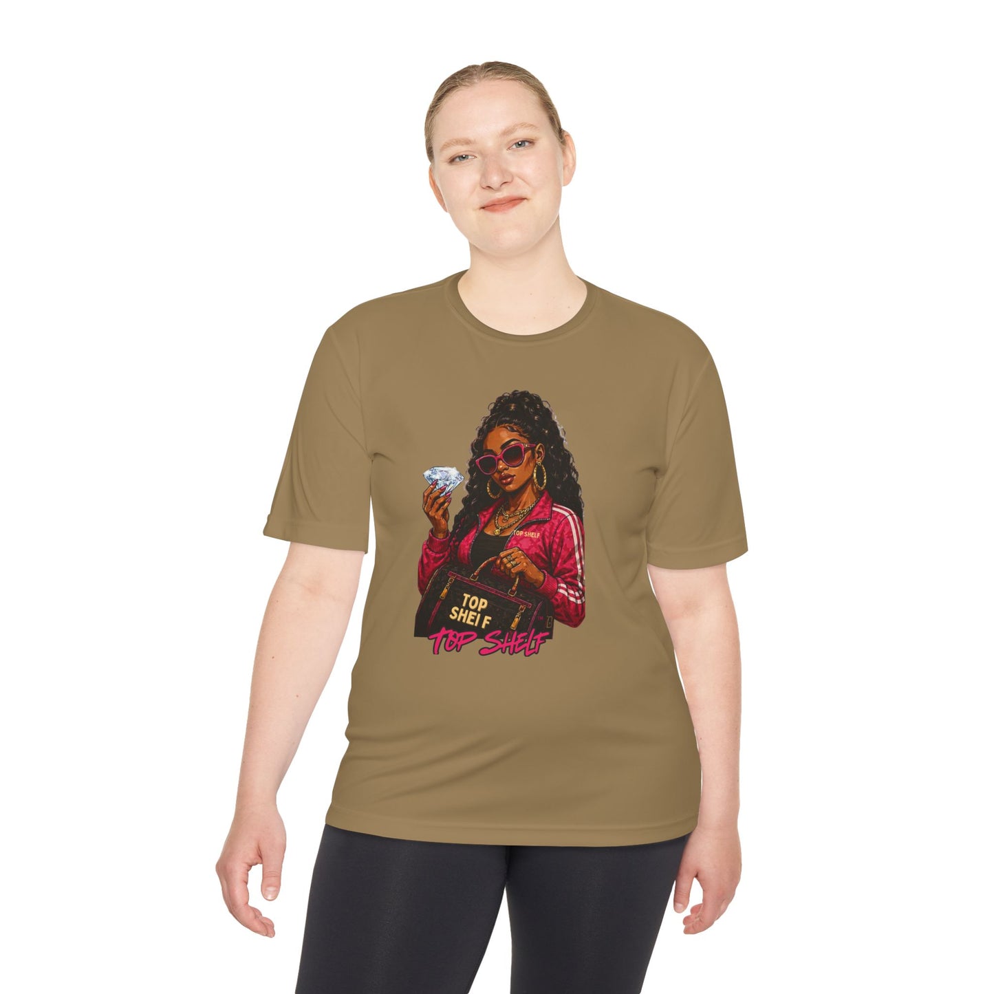 Top Shelf Woman Graphic Tee - Bold Retro Money Design