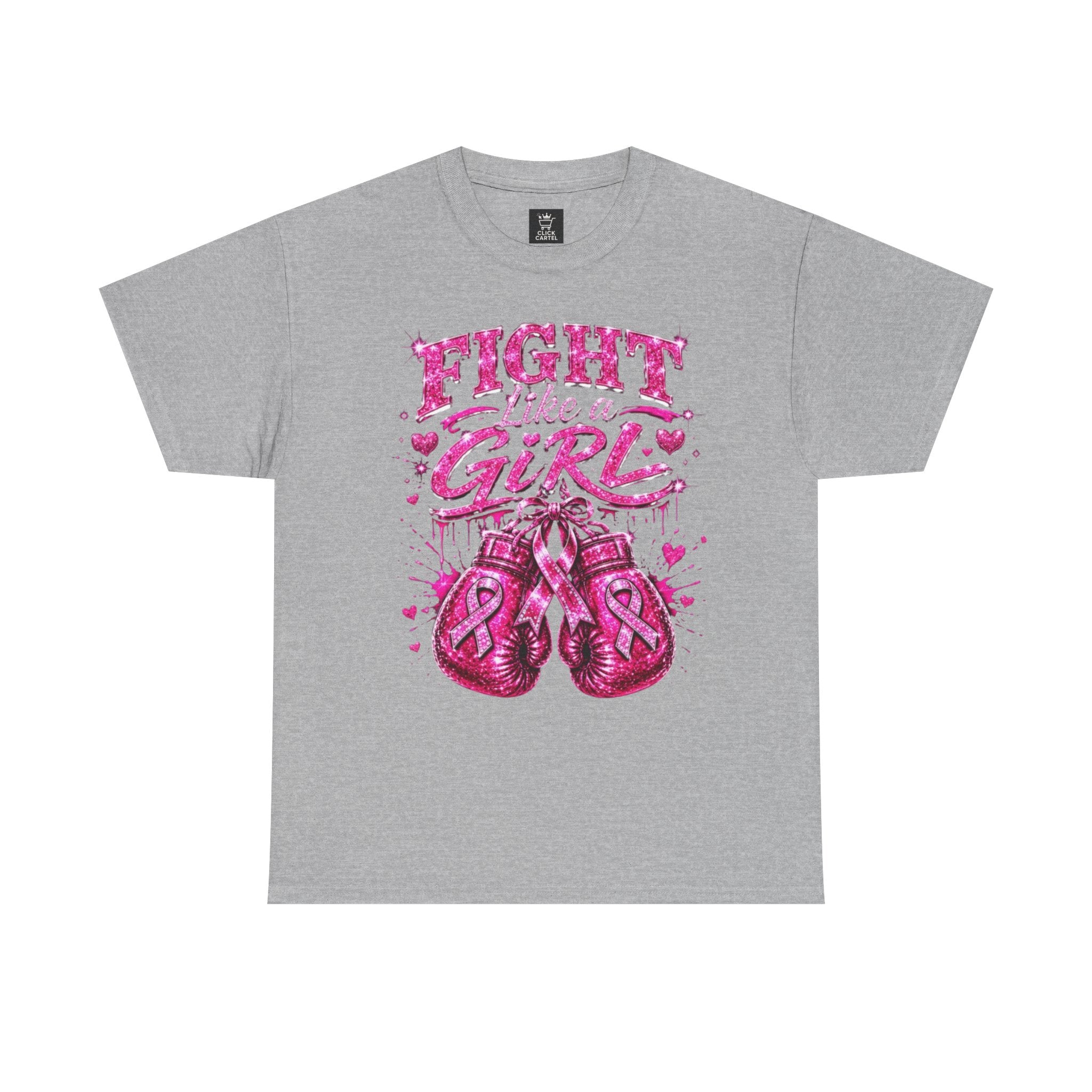 Fight Like a Girl Breast Cancer Awareness T-Shirt — Pink Boxing Gloves Design
