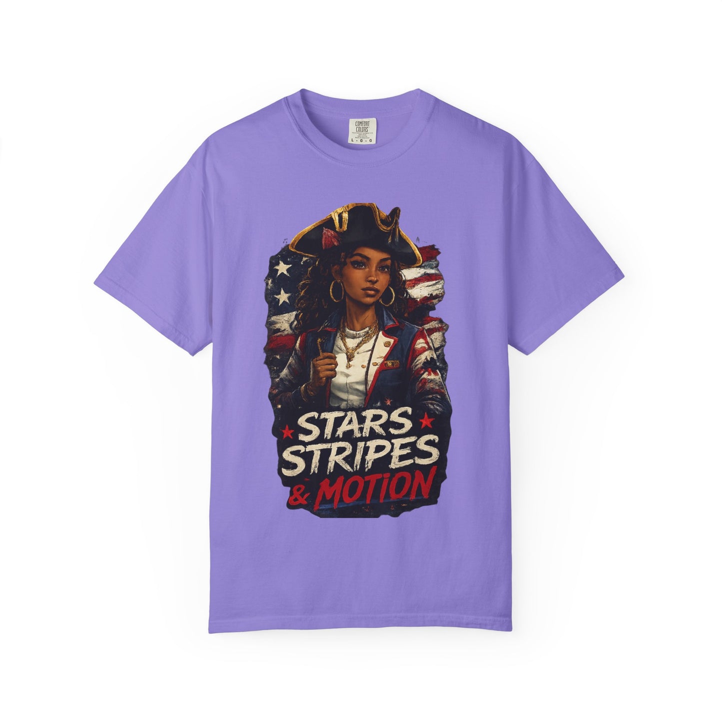 Stars, Stripes & Motion T-Shirt — Patriotic Revolutionary Graphic Tee