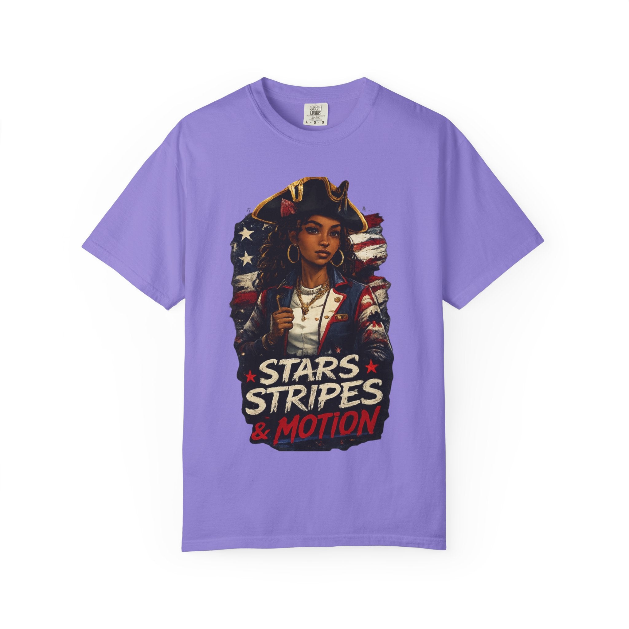 Stars, Stripes & Motion T-Shirt — Patriotic Revolutionary Graphic Tee