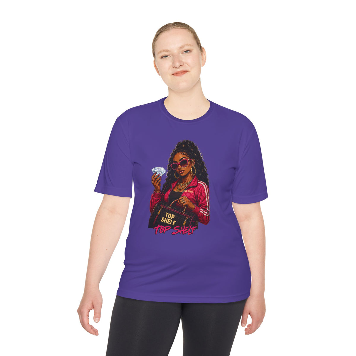 Top Shelf Woman Graphic Tee - Bold Retro Money Design