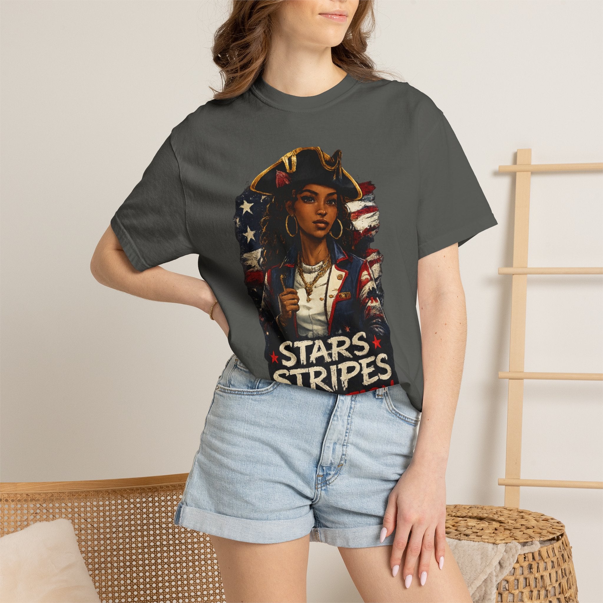 Stars, Stripes & Motion T-Shirt — Patriotic Revolutionary Graphic Tee
