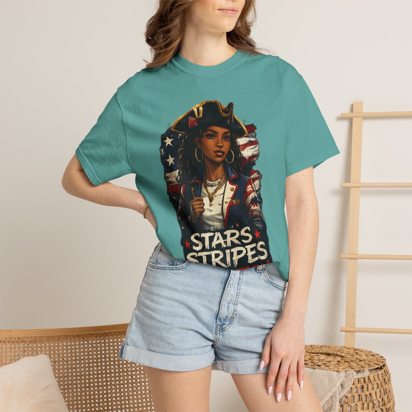 Stars, Stripes & Motion T-Shirt — Patriotic Revolutionary Graphic Tee