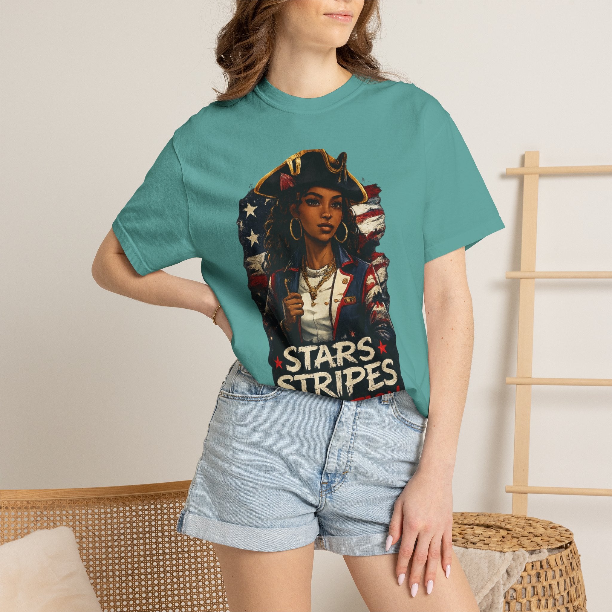 Stars, Stripes & Motion T-Shirt — Patriotic Revolutionary Graphic Tee
