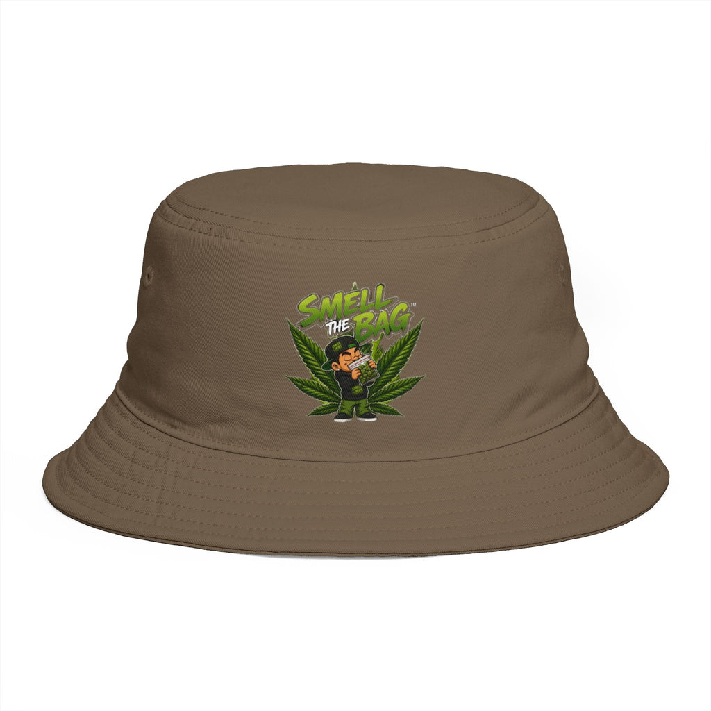 Smell the Bag Bucket Hat — Retro Cannabis Leaf Graphic Hat