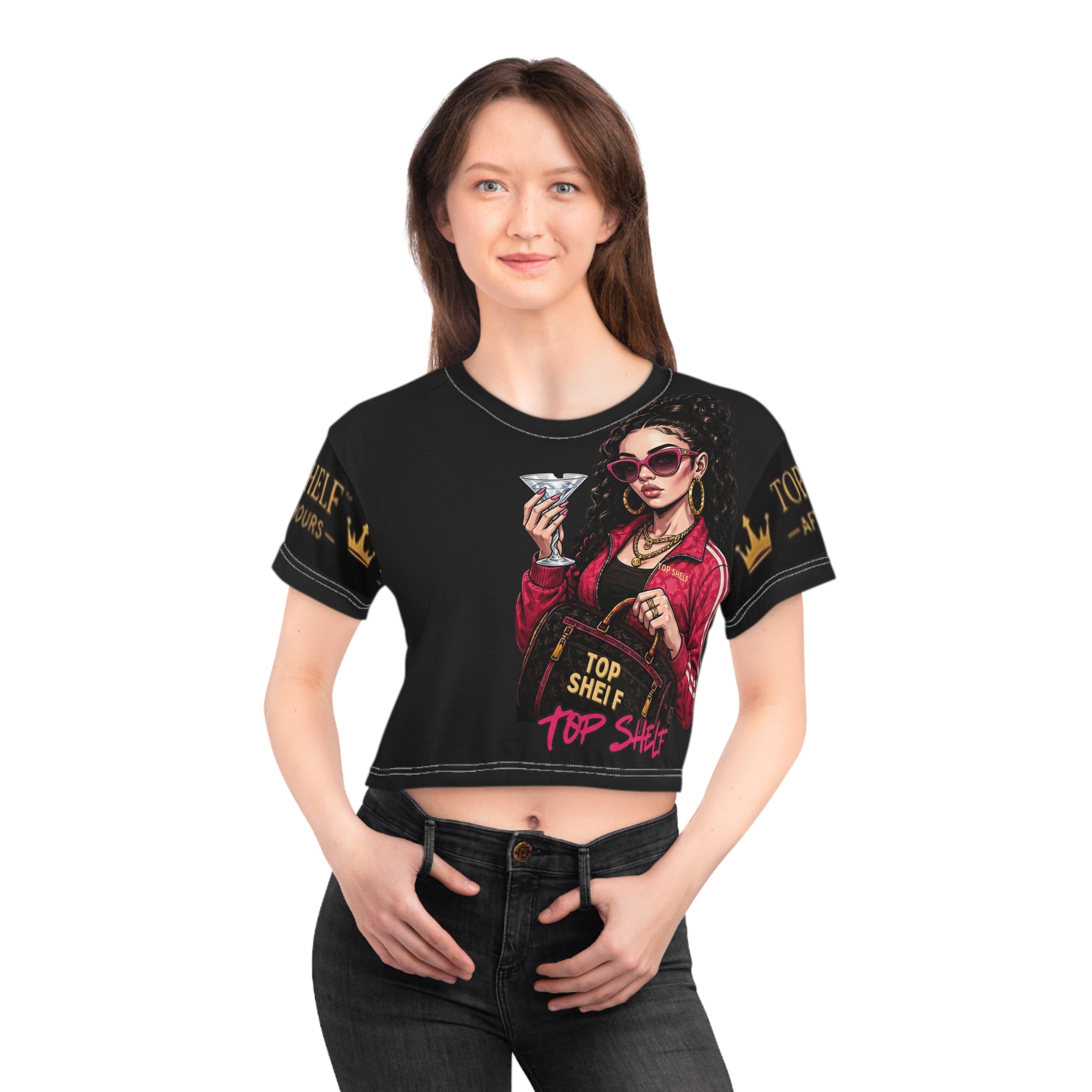 VIP Lounge Crop Tee — "Top Shelf" Party Vibes Crop Top