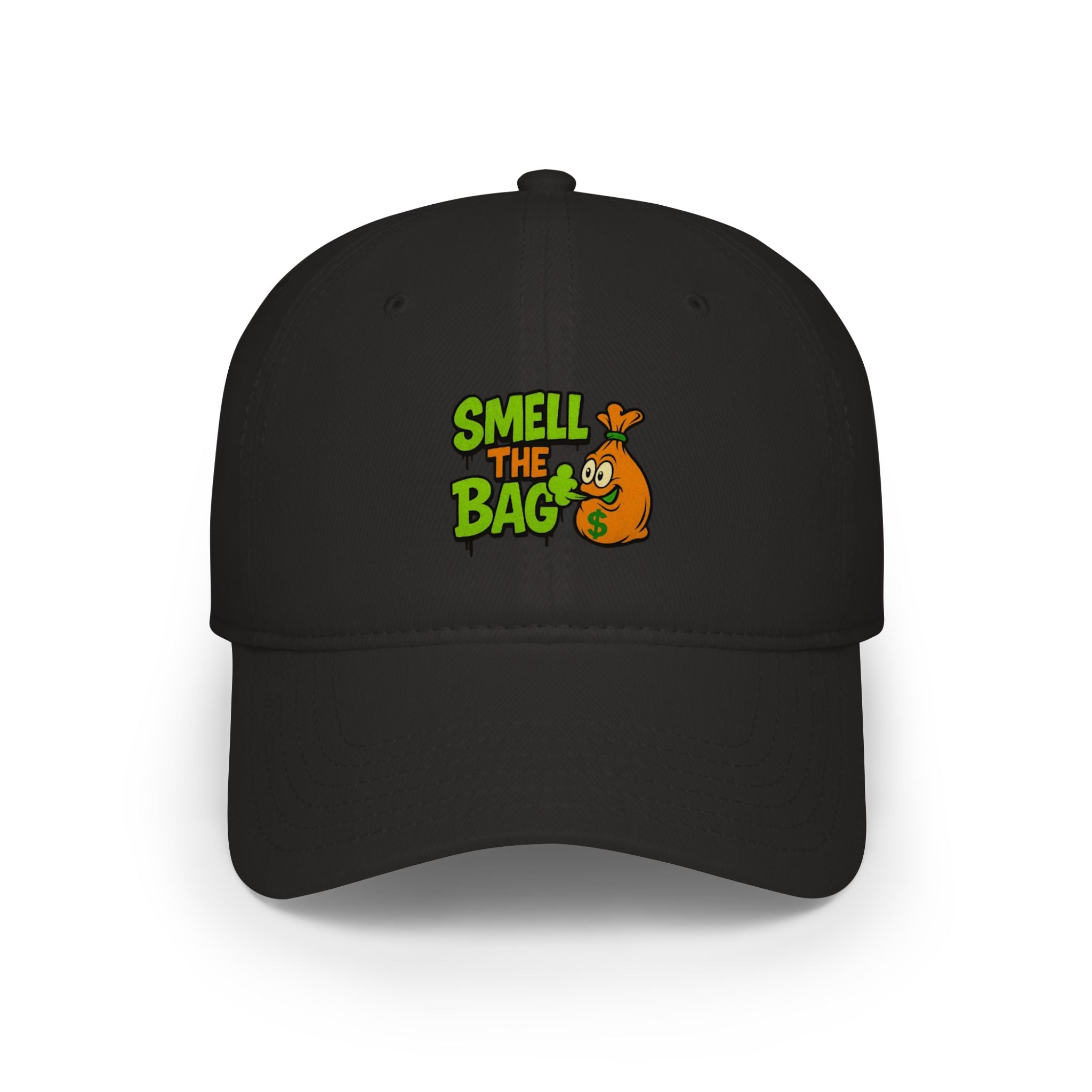 Smell The Bag Baseball Cap — Funny Retro Orange Graphic Hat