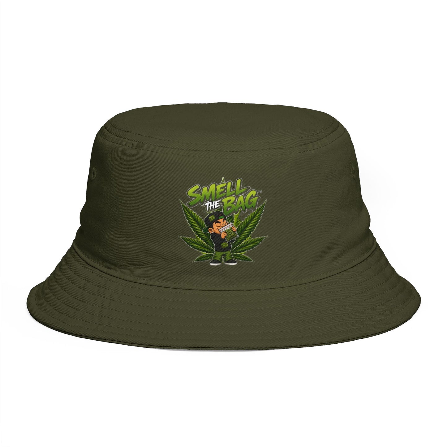 Smell the Bag| Bucket Cannabis Funny Toon Leaf Hat