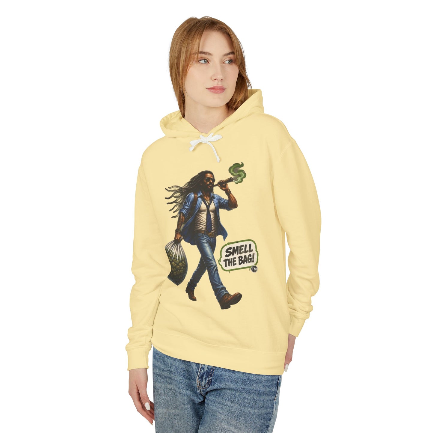 Smell The Bag Hoodie — Retro Dreadlocked Character Graphic Sweatshirt