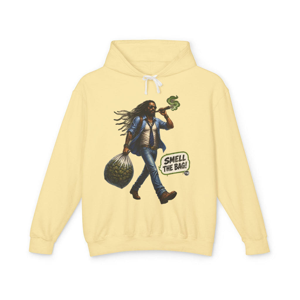 Smell The Bag Hoodie — Retro Dreadlocked Character Graphic Sweatshirt