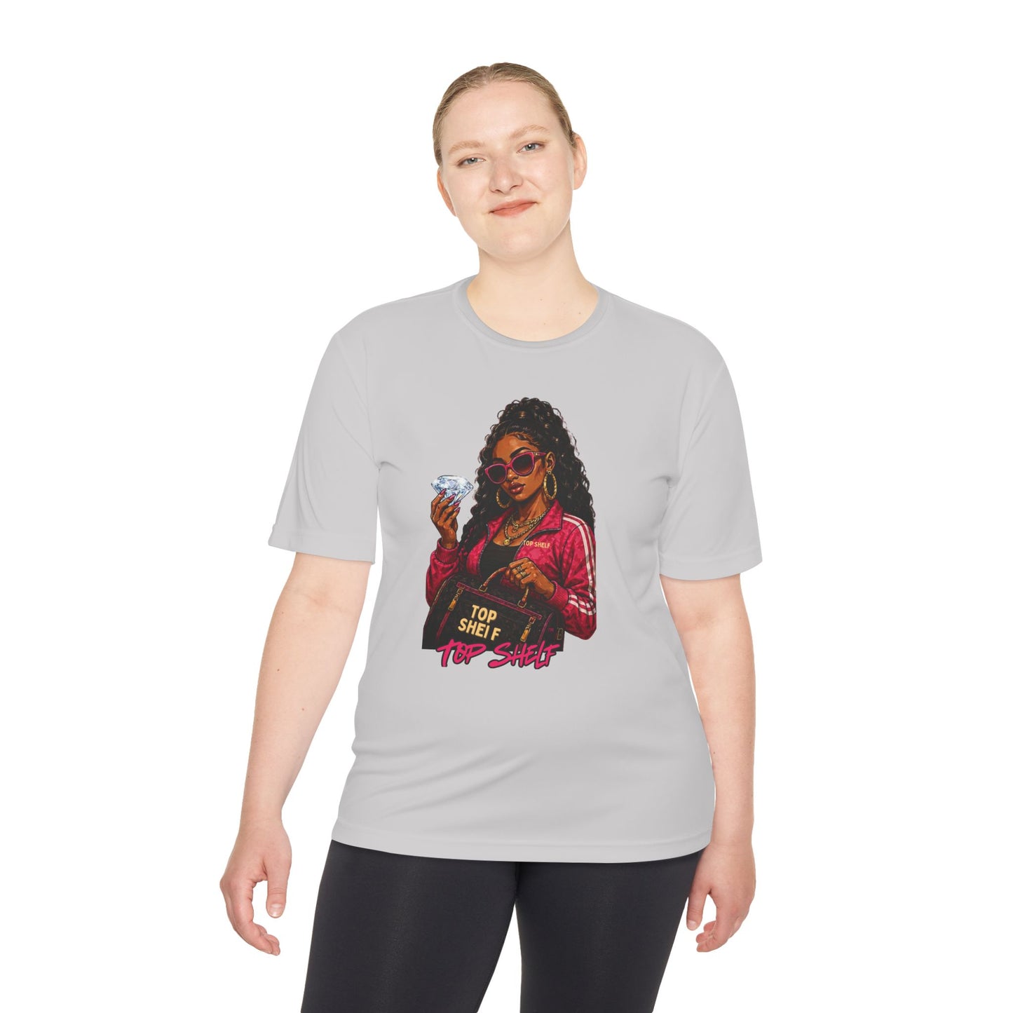 Top Shelf Woman Graphic Tee - Bold Retro Money Design