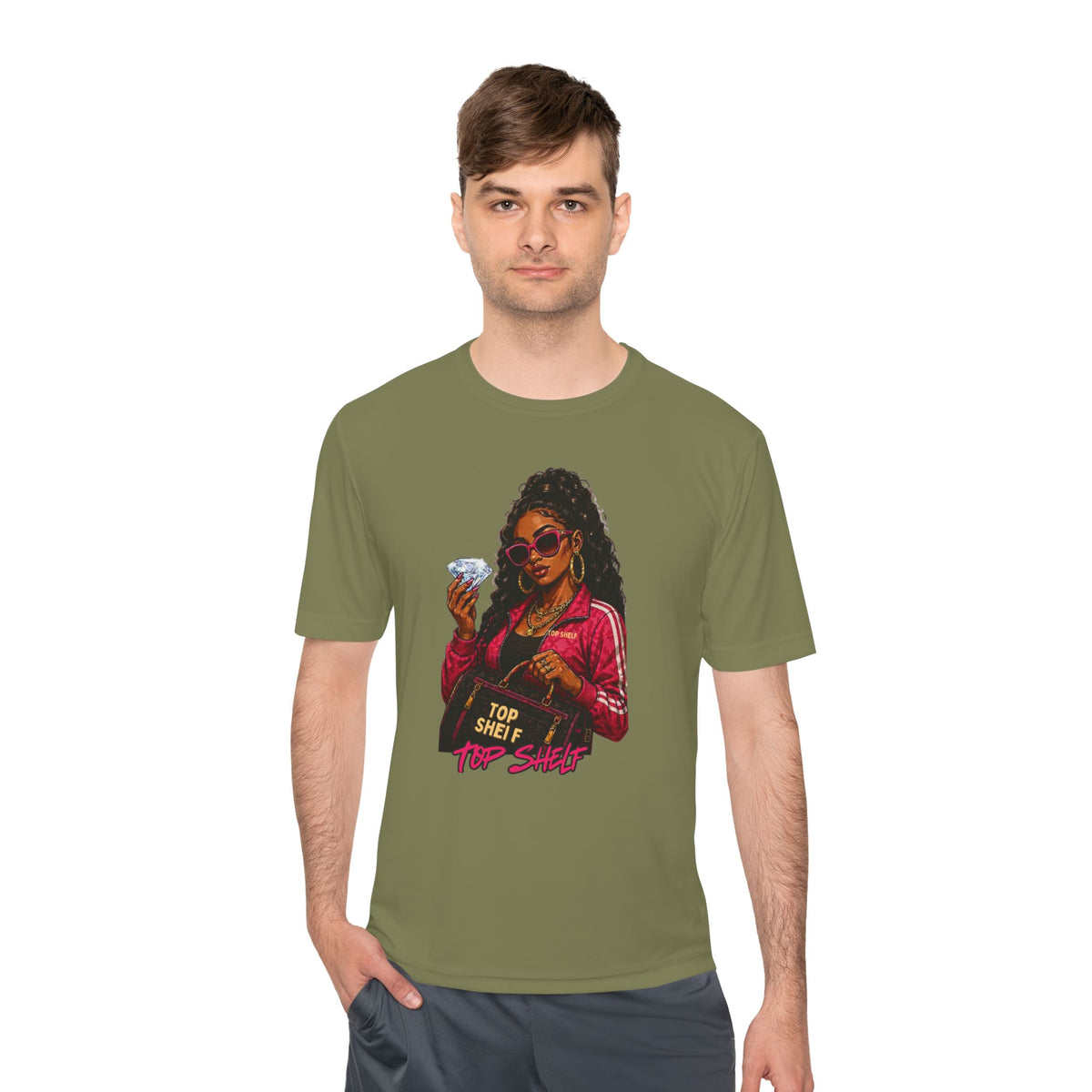 Top Shelf Woman Graphic Tee - Bold Retro Money Design