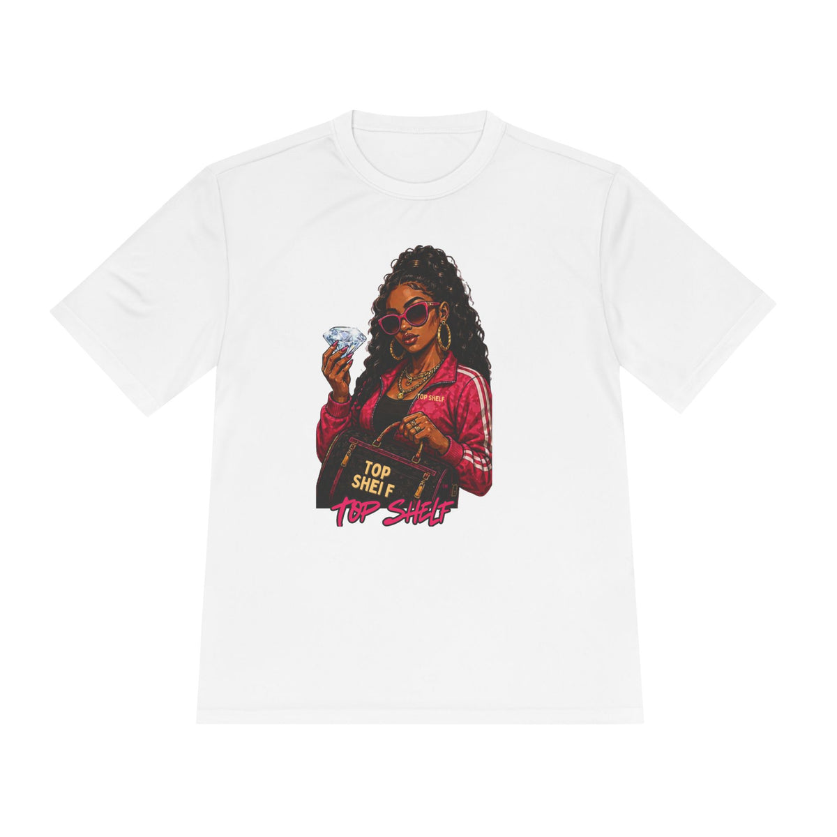 Top Shelf Woman Graphic Tee - Bold Retro Money Design