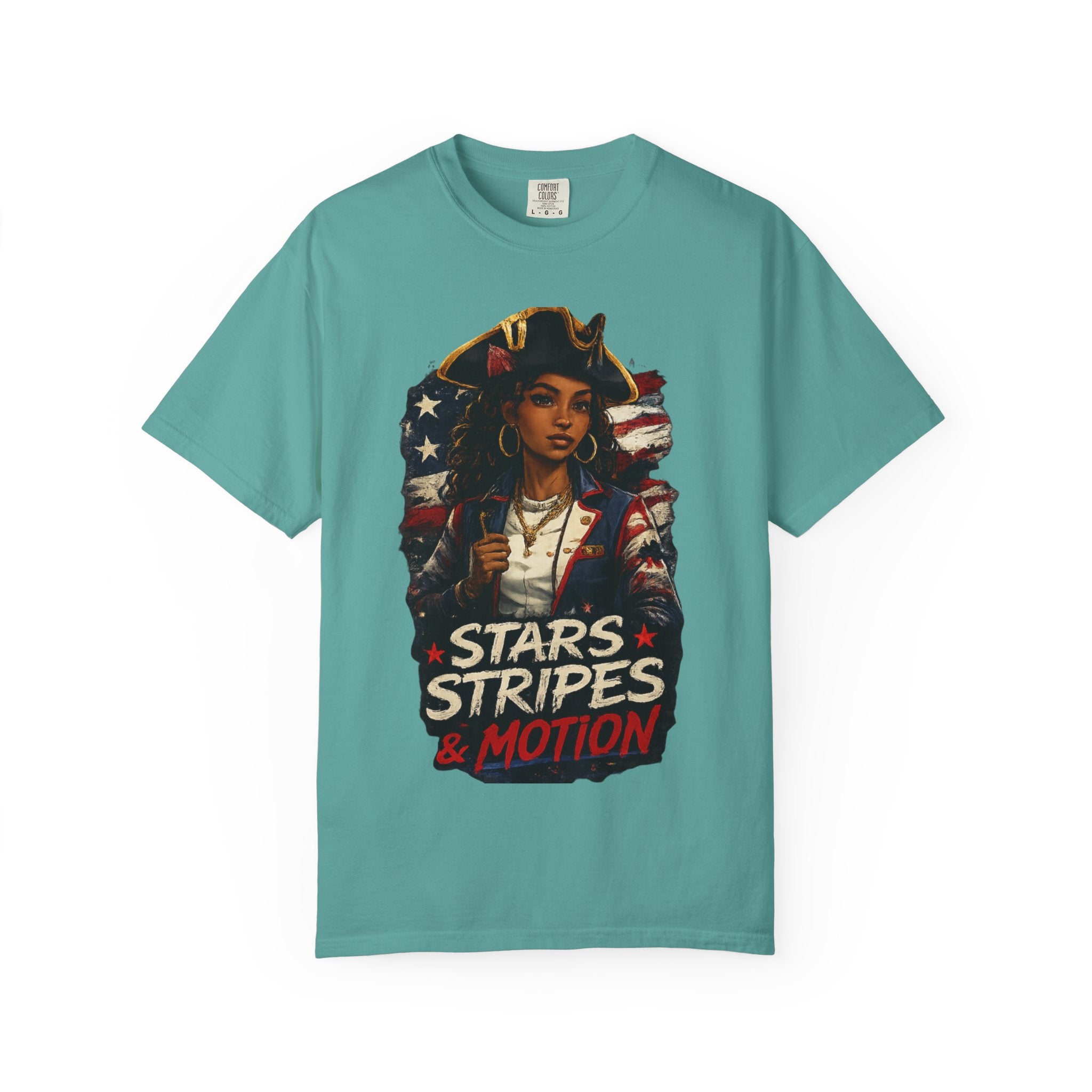 Stars, Stripes & Motion T-Shirt — Patriotic Revolutionary Graphic Tee