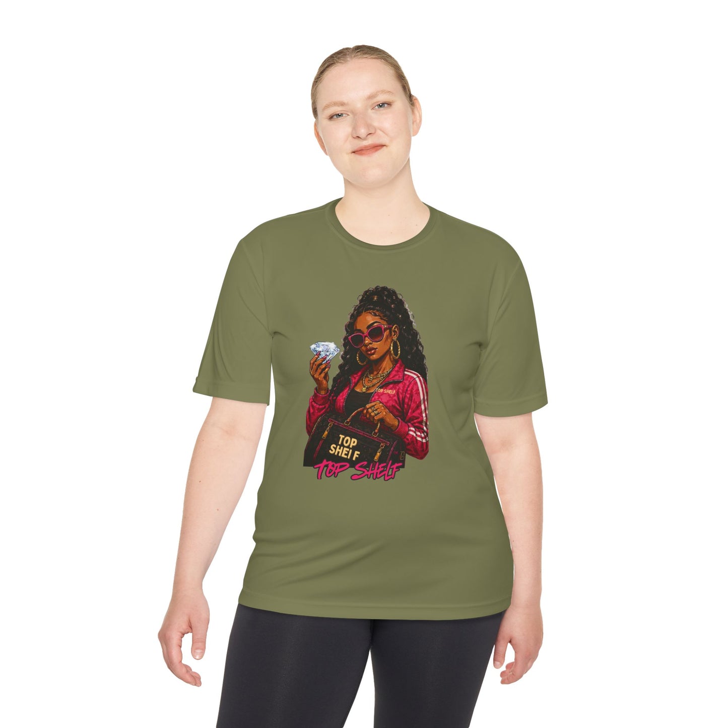 Top Shelf Woman Graphic Tee - Bold Retro Money Design