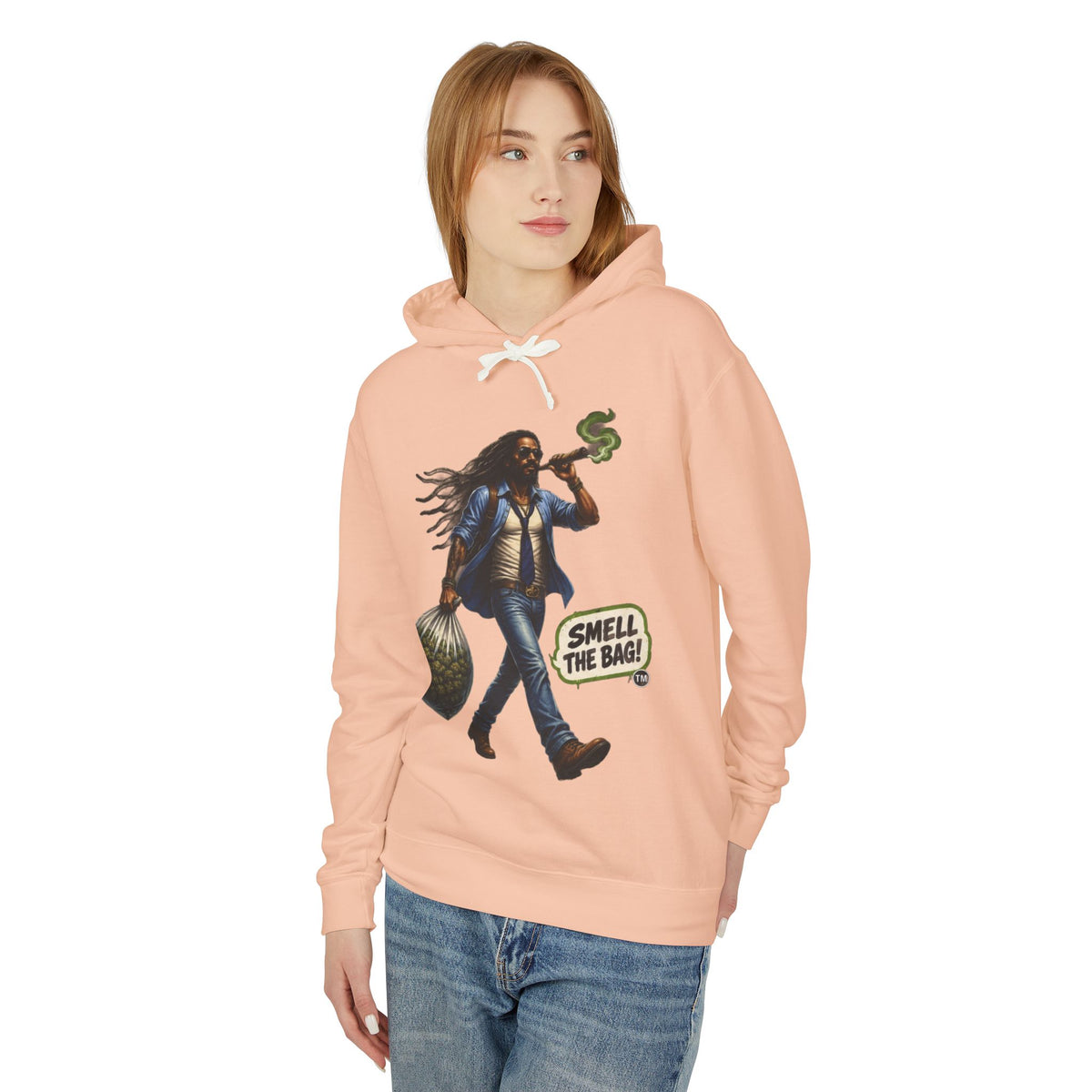 Smell The Bag Hoodie — Retro Dreadlocked Character Graphic Sweatshirt