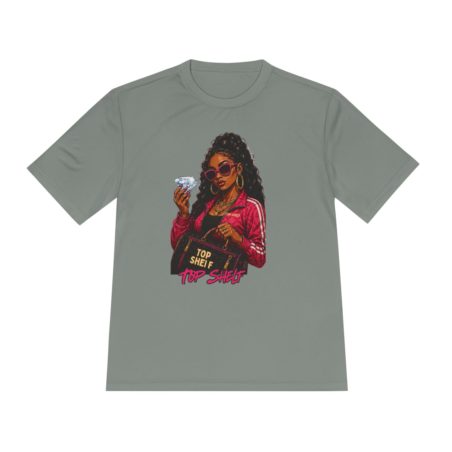 Top Shelf Woman Graphic Tee - Bold Retro Money Design