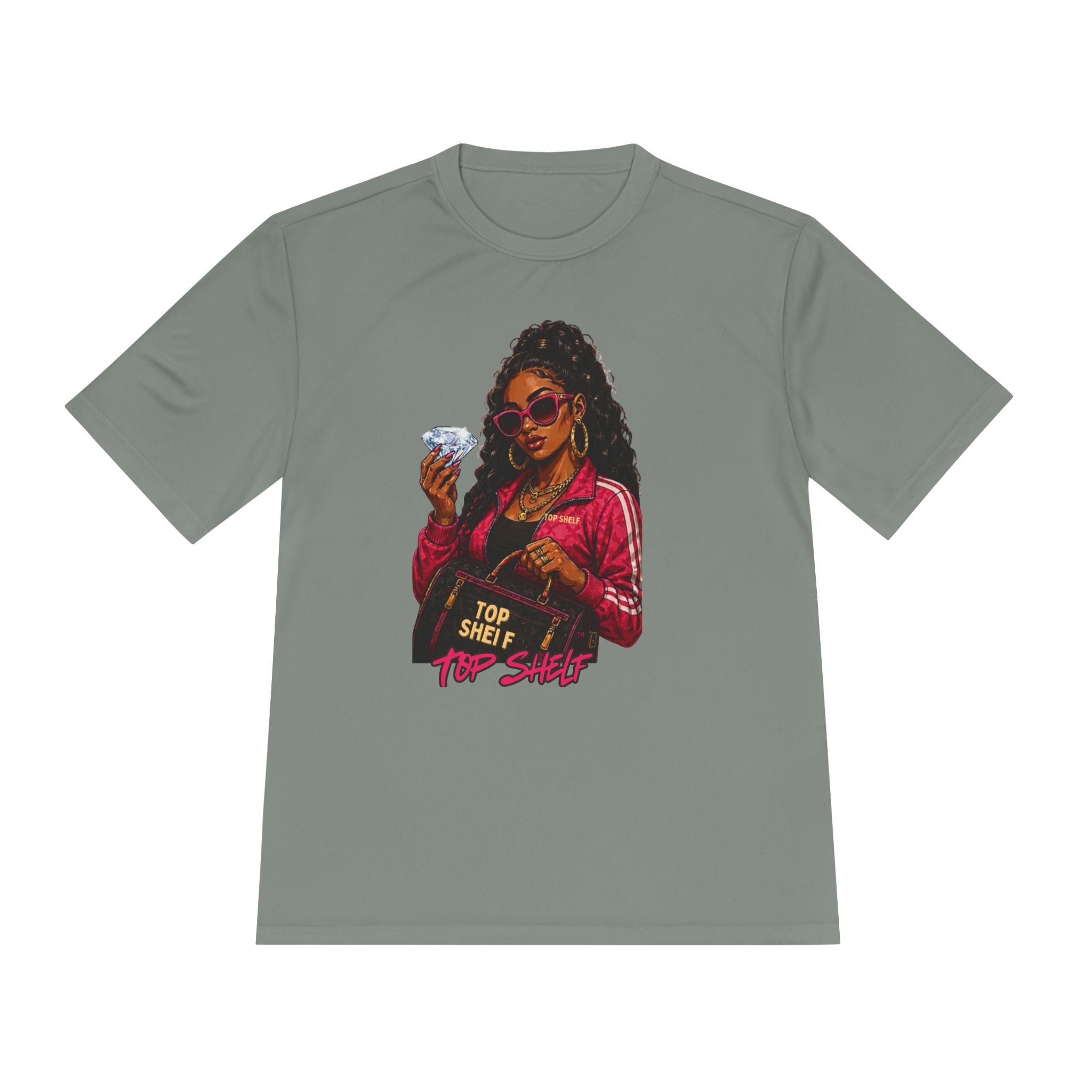 Top Shelf Woman Graphic Tee - Bold Retro Money Design