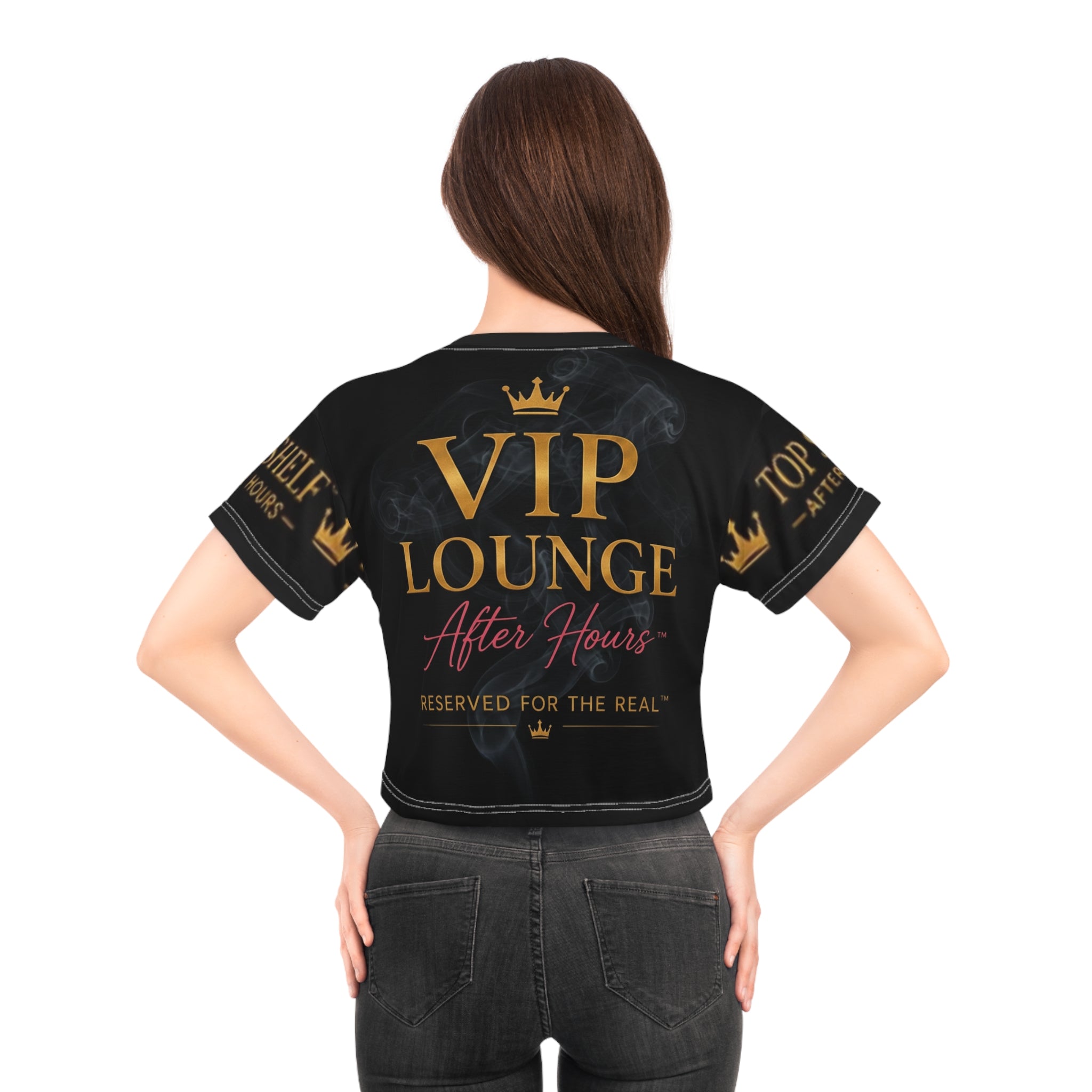 VIP Lounge Crop Tee — "Top Shelf" Party Vibes Crop Top