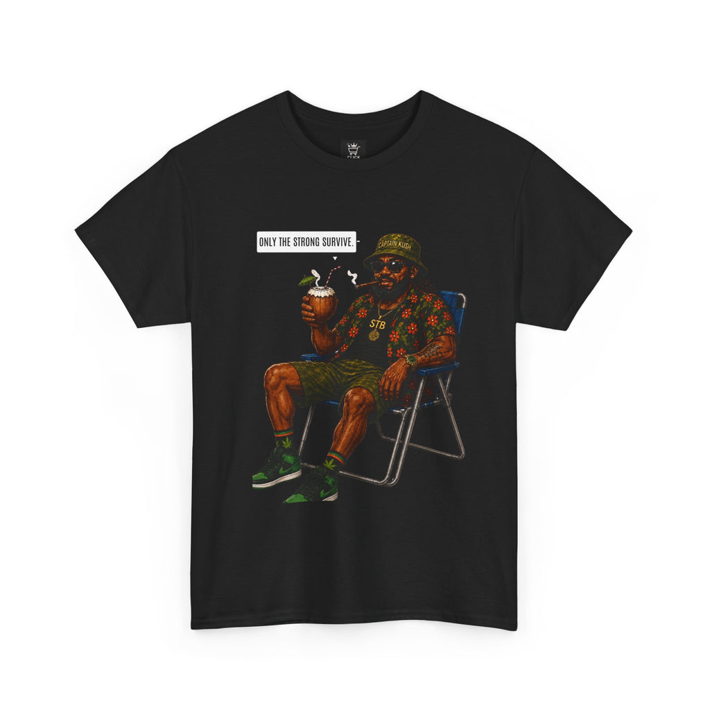 T-Shirt — 'Only the Strong Survive' Beach Chair Retro Graphic Tee