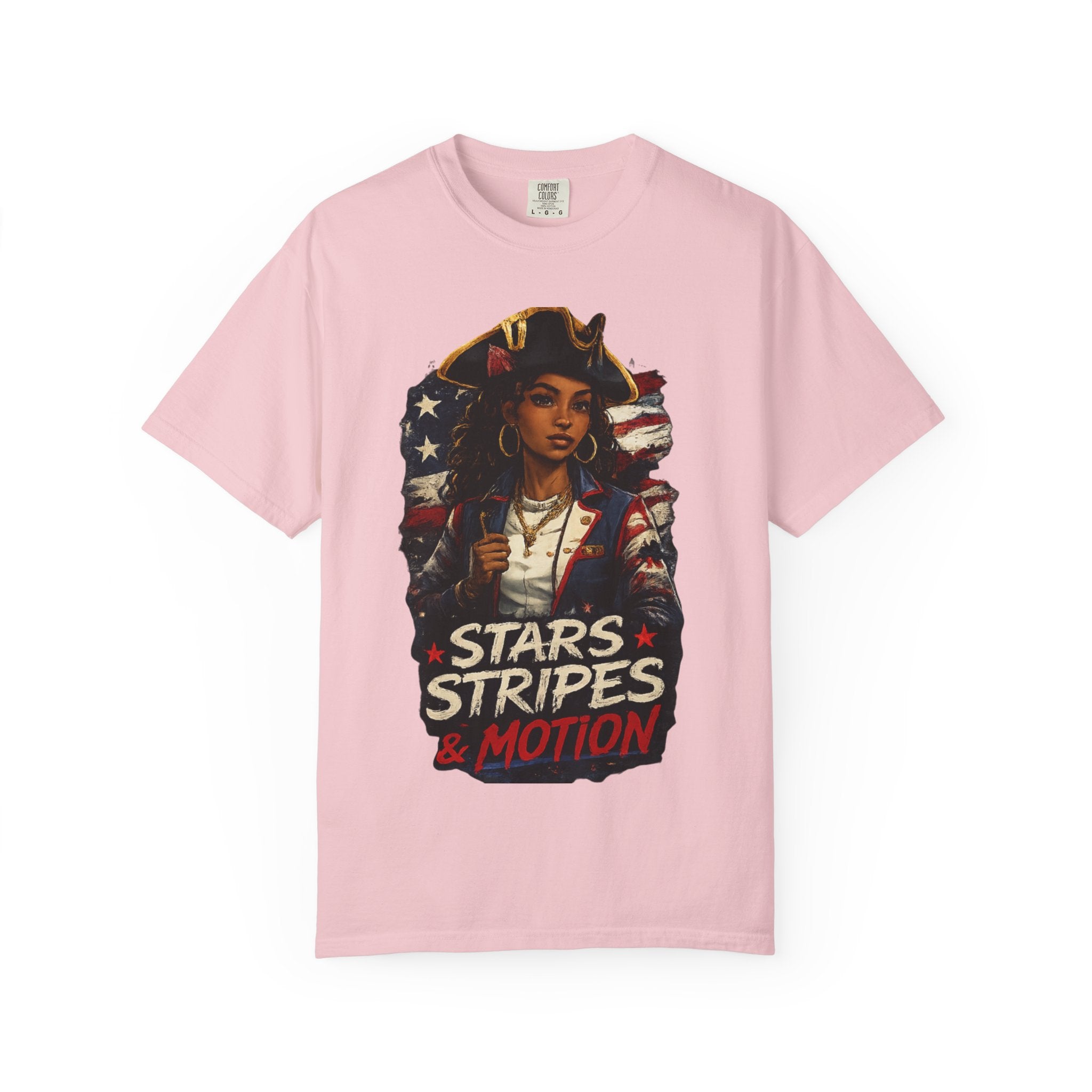 Stars, Stripes & Motion T-Shirt — Patriotic Revolutionary Graphic Tee