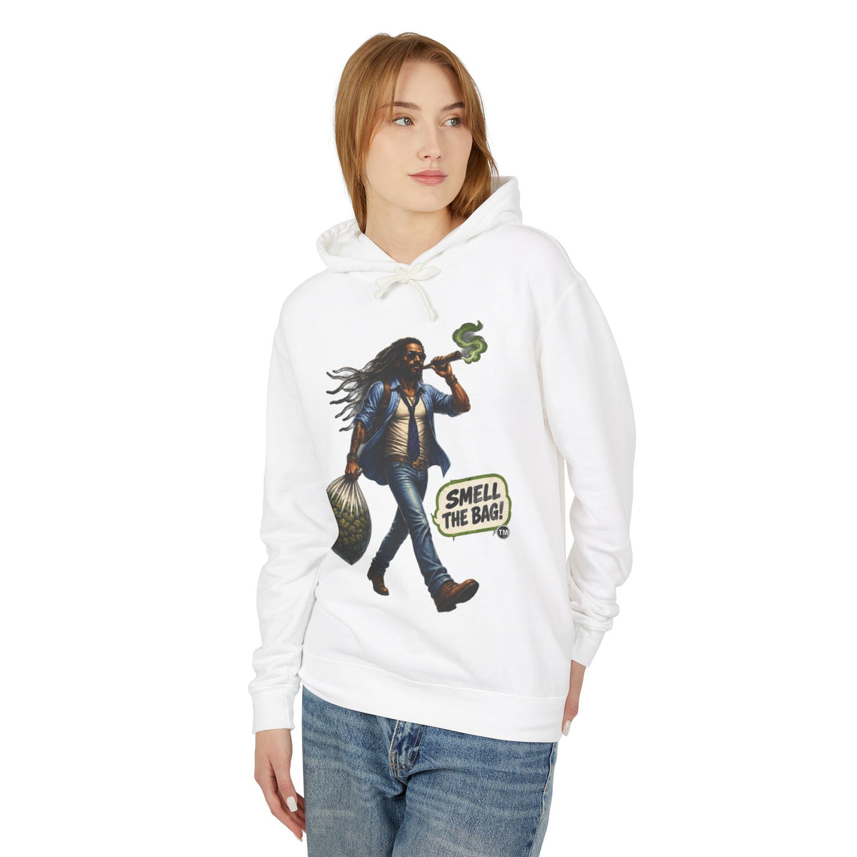 Smell The Bag Hoodie — Retro Dreadlocked Character Graphic Sweatshirt
