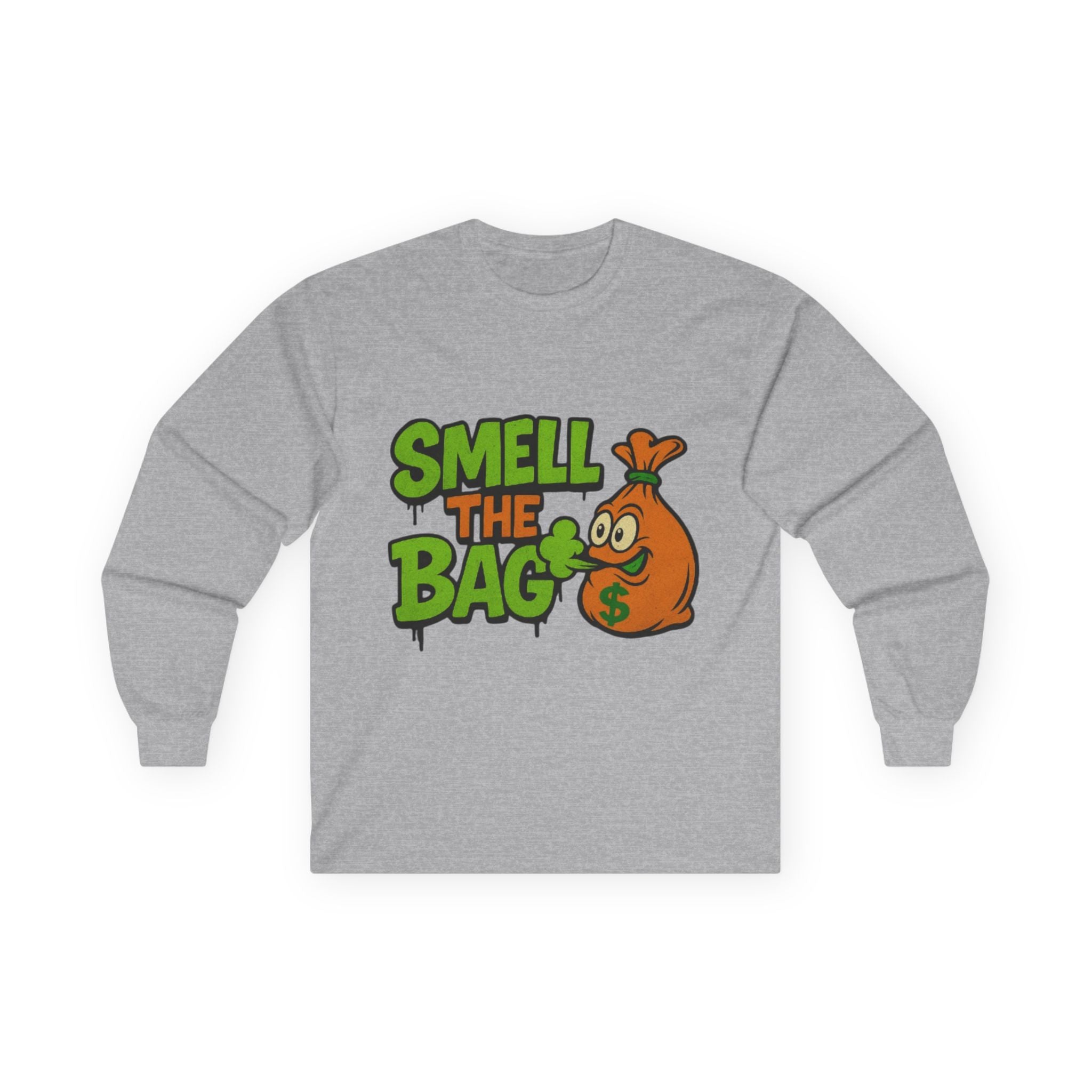 Smell the Bag Long Sleeve Tee, Funny Tee, Unisex T-Shirt, Gift for Friends, Casual Wear, Shopping Humor Outfit