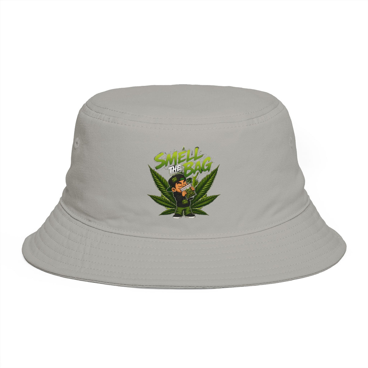 Smell the Bag| Bucket Cannabis Funny Toon Leaf Hat