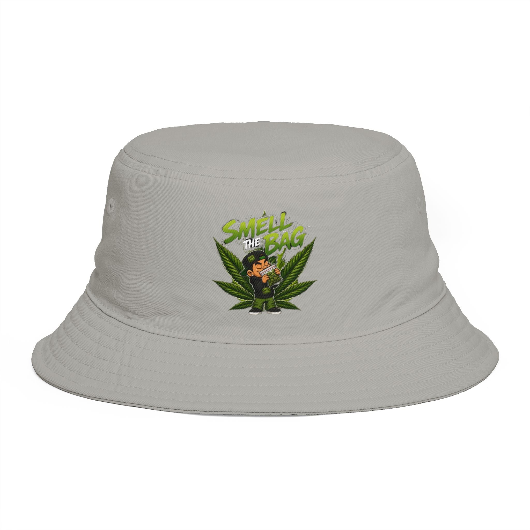 Smell the Bag Bucket Hat — Retro Cannabis Leaf Graphic Hat