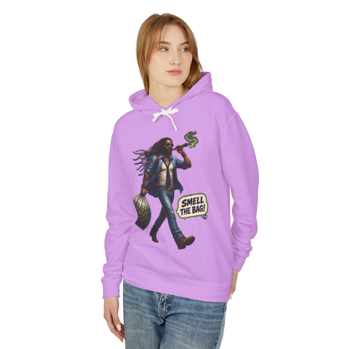 Smell The Bag Hoodie — Retro Dreadlocked Character Graphic Sweatshirt