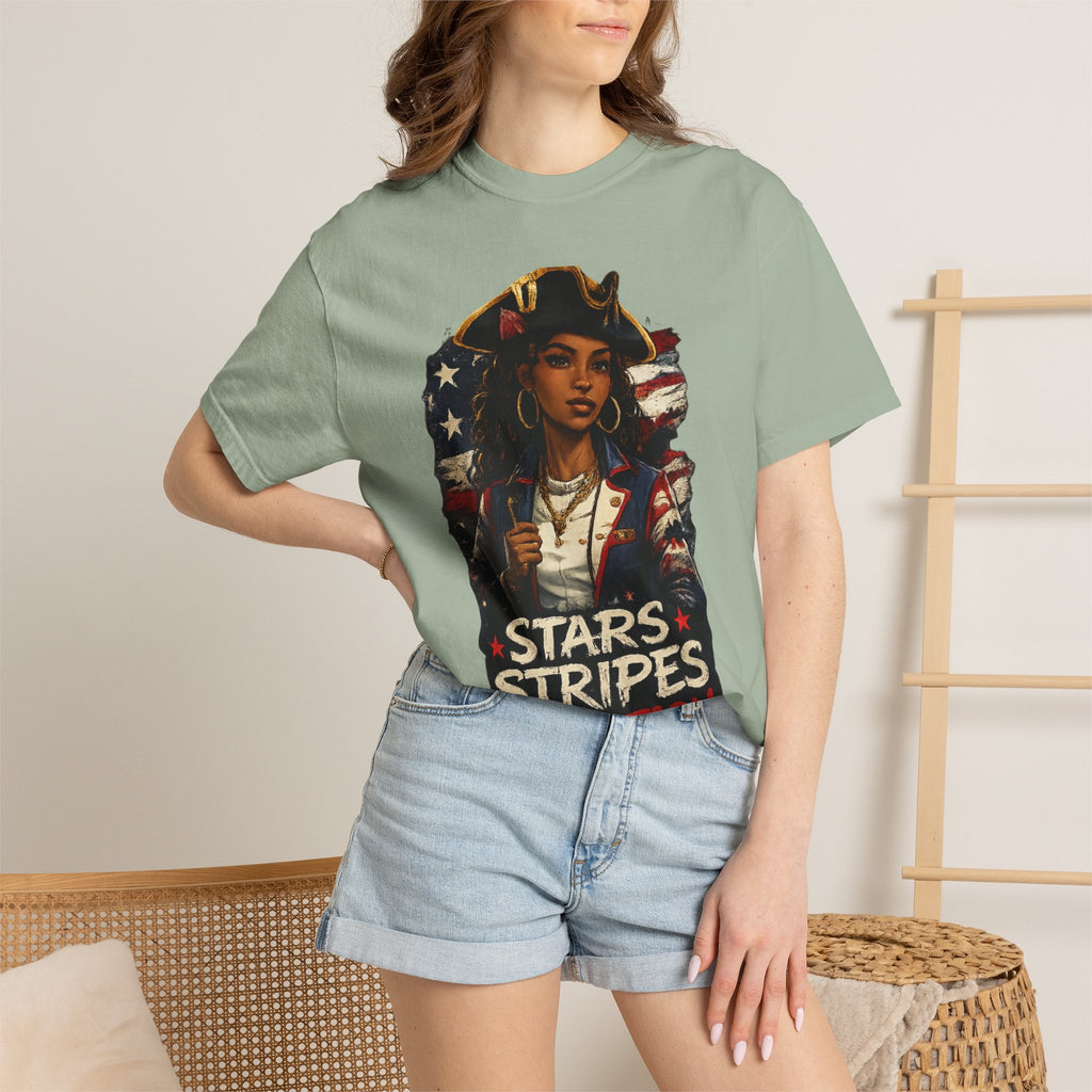 Stars, Stripes & Motion T-Shirt — Patriotic Revolutionary Graphic Tee