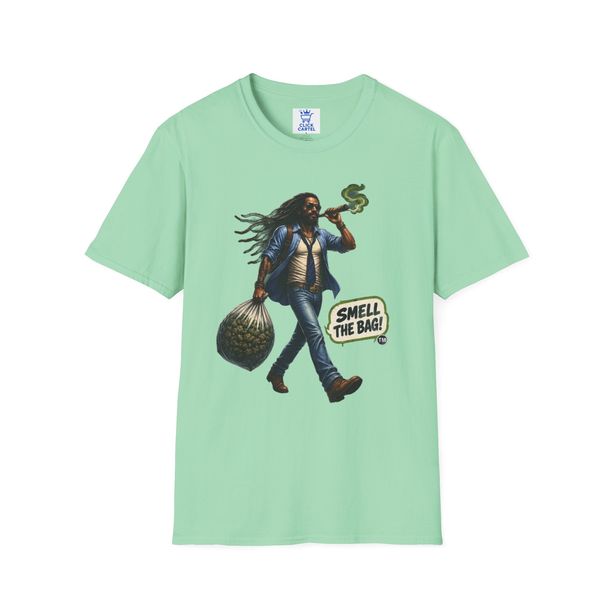Smell the Bag Tee - Unisex Softstyle T-Shirt for Music Lovers, Festival Attire, Vintage Vibes, Casual Wear, Gift for Friends
