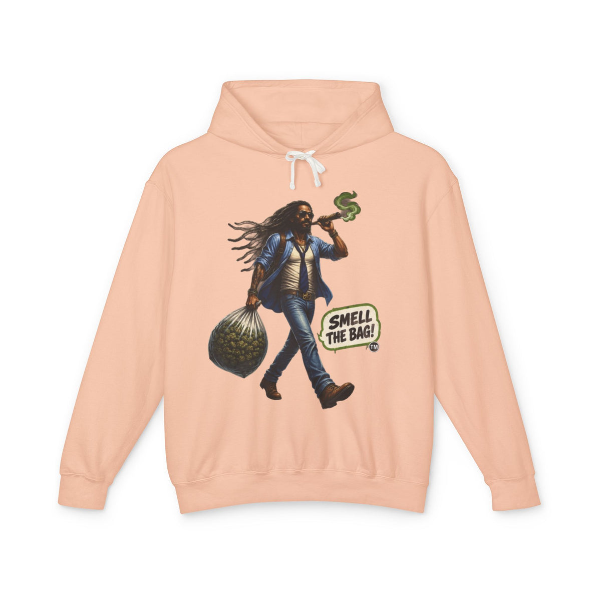 Smell The Bag Hoodie — Retro Dreadlocked Character Graphic Sweatshirt