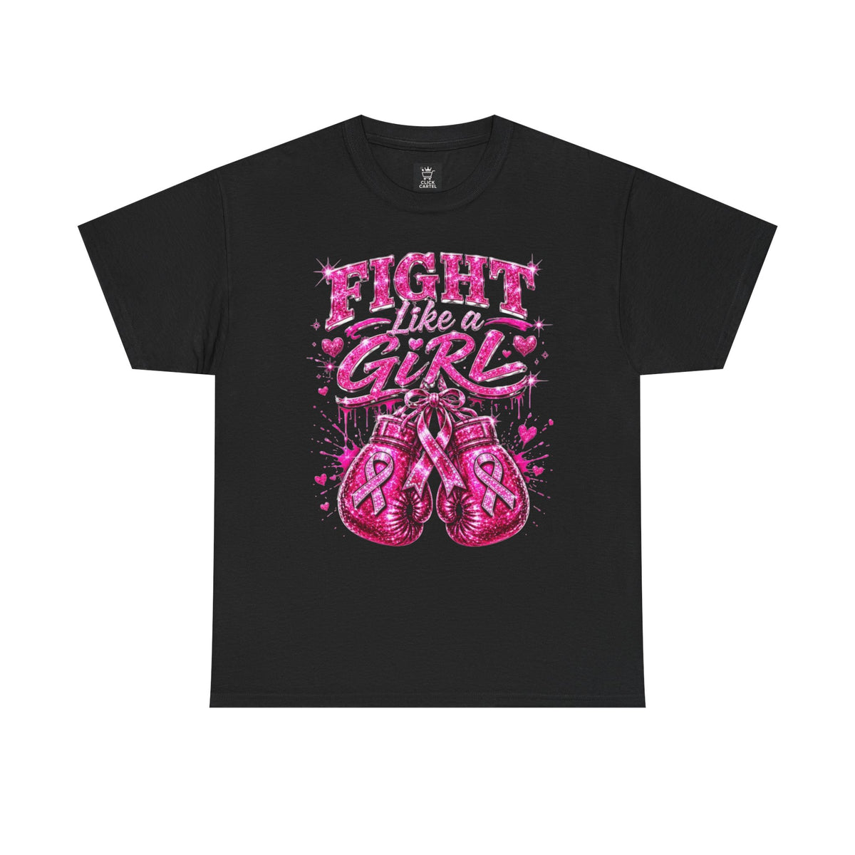 Fight Like a Girl Breast Cancer Awareness T-Shirt — Pink Boxing Gloves Design