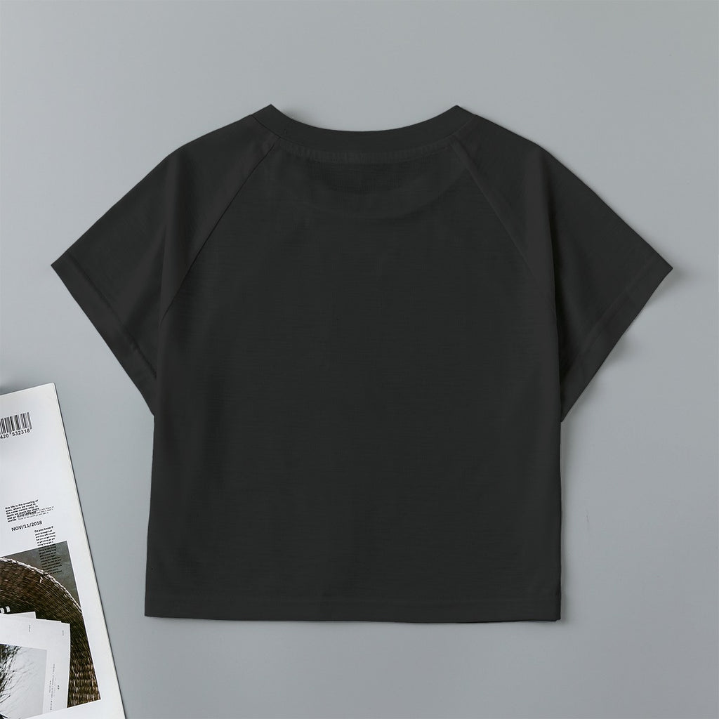 Eco-friendly  All-Over Print Women's cropped Raglan T-shirt With Short Sleeve