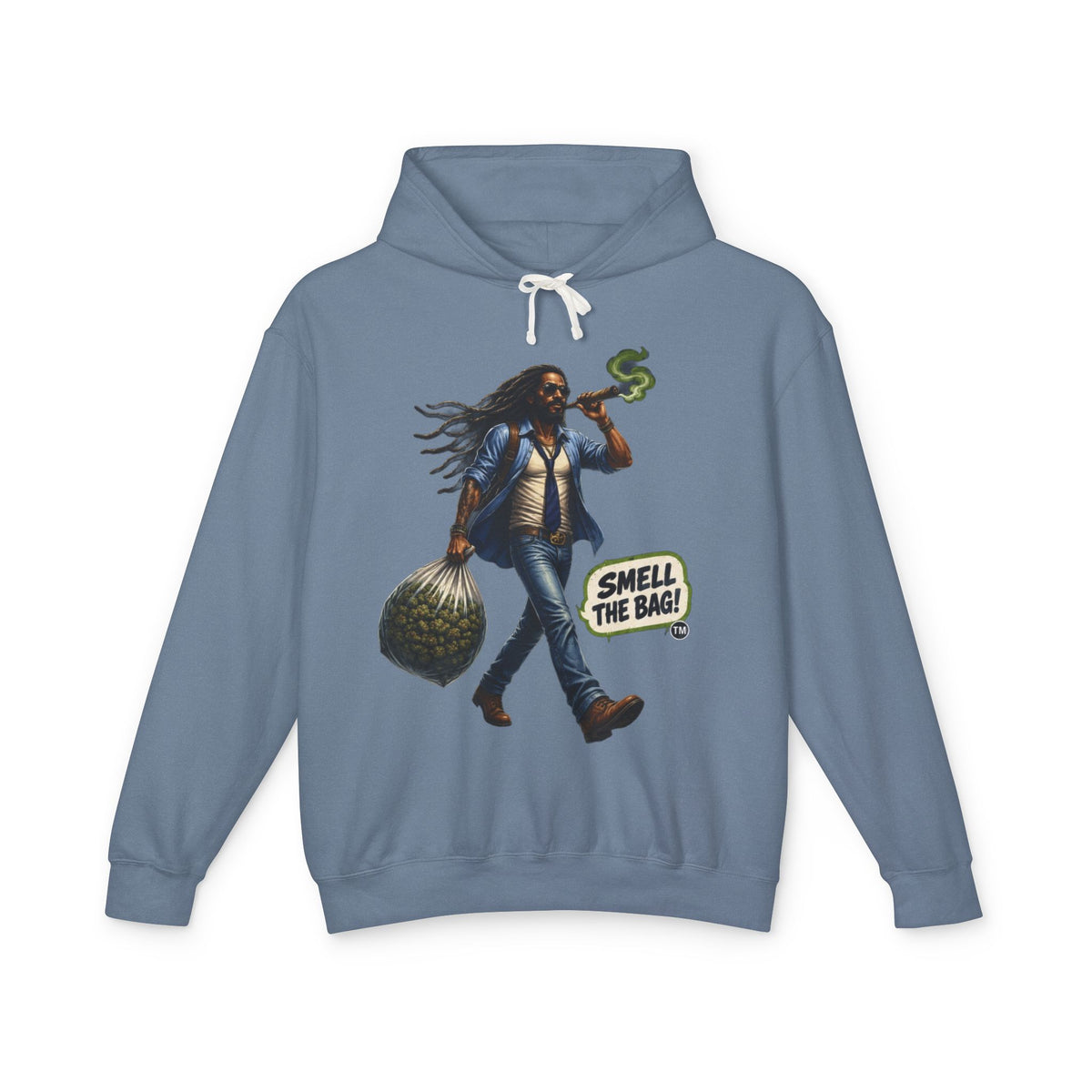 Smell The Bag Hoodie — Retro Dreadlocked Character Graphic Sweatshirt