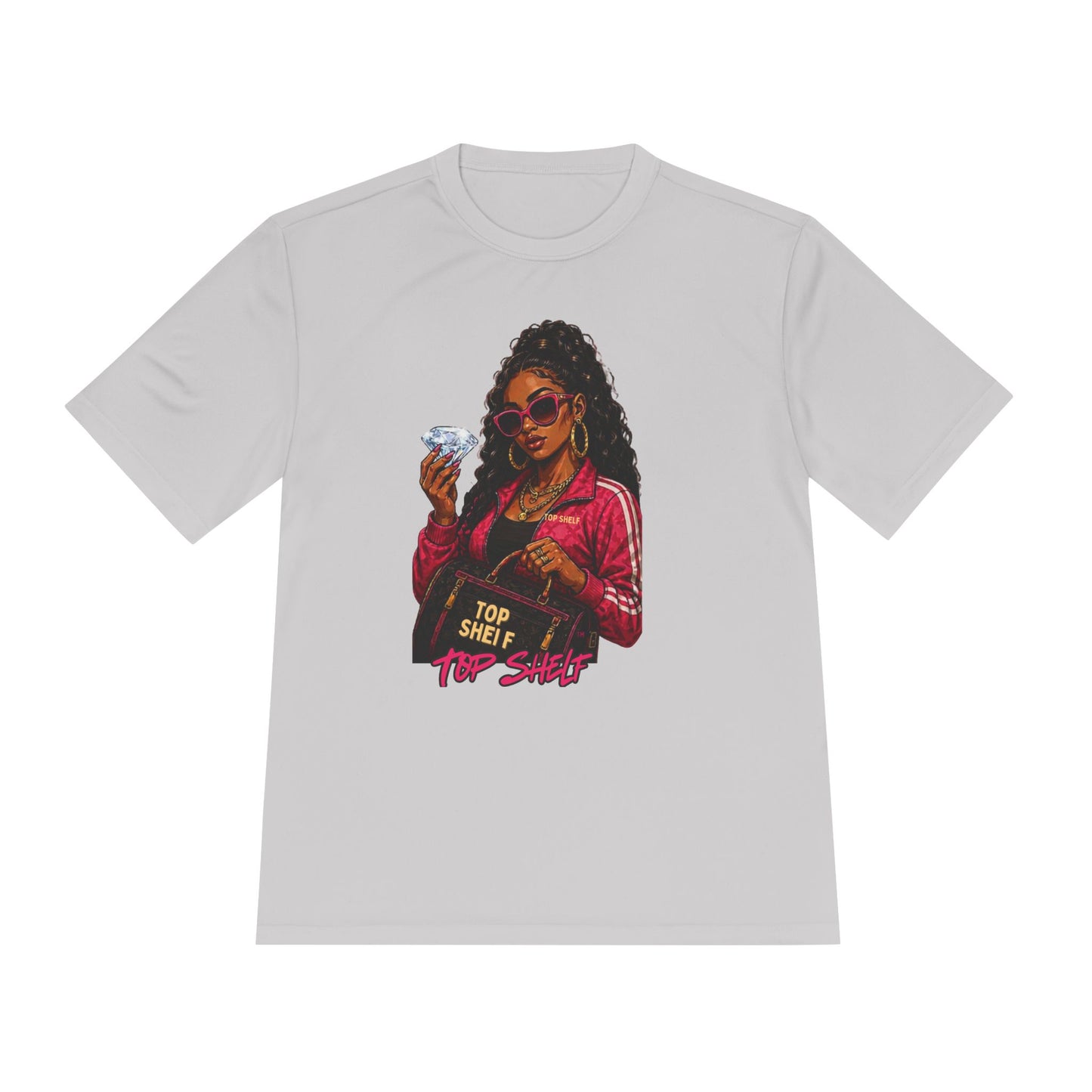 Top Shelf Woman Graphic Tee - Bold Retro Money Design