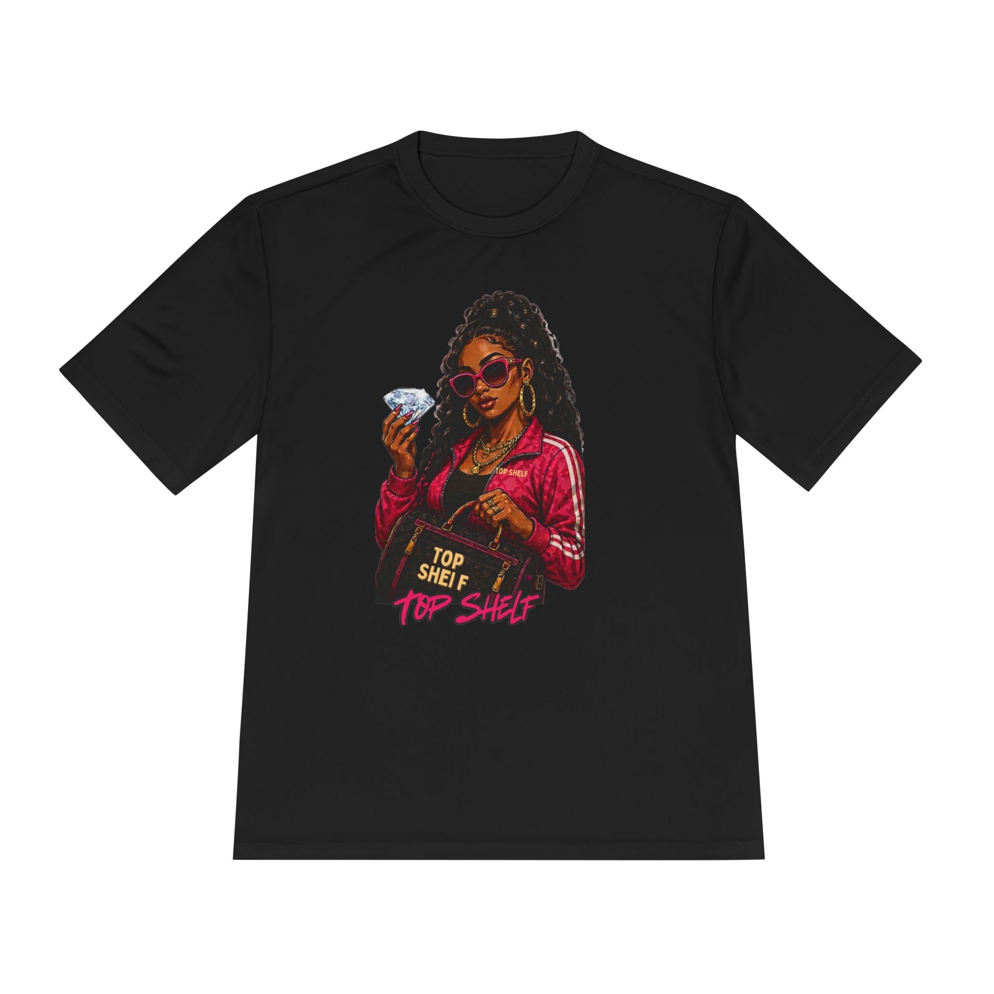 Top Shelf Woman Graphic Tee - Bold Retro Money Design
