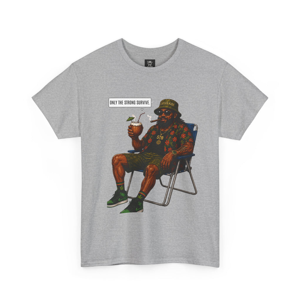 T-Shirt — 'Only the Strong Survive' Beach Chair Retro Graphic Tee